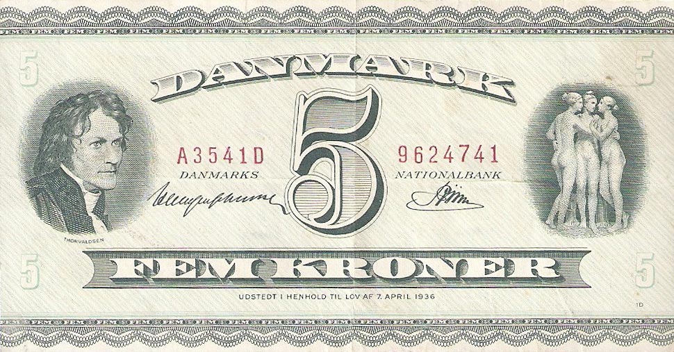 Front of Denmark p42e: 5 Kroner from 1954