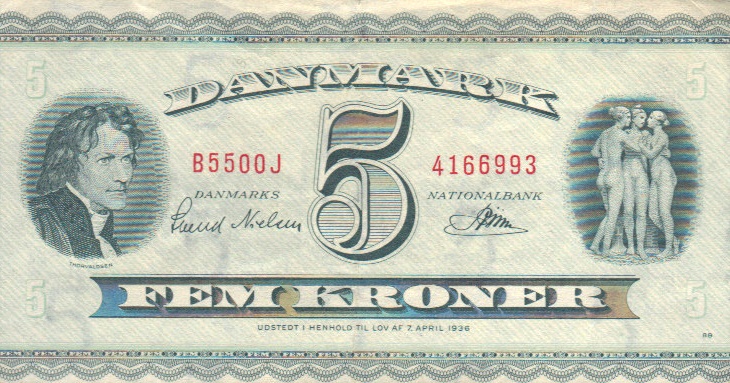 Front of Denmark p42r4: 5 Kroner from 1950