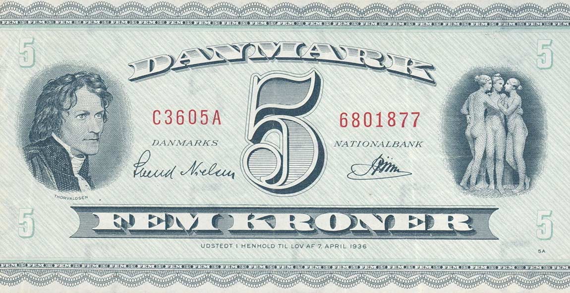 Front of Denmark p42r: 5 Kroner from 1960