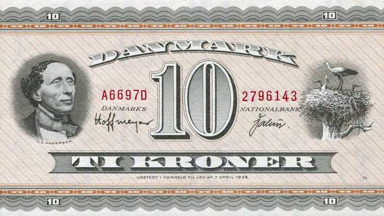 Front of Denmark p44f: 10 Kroner from 1956