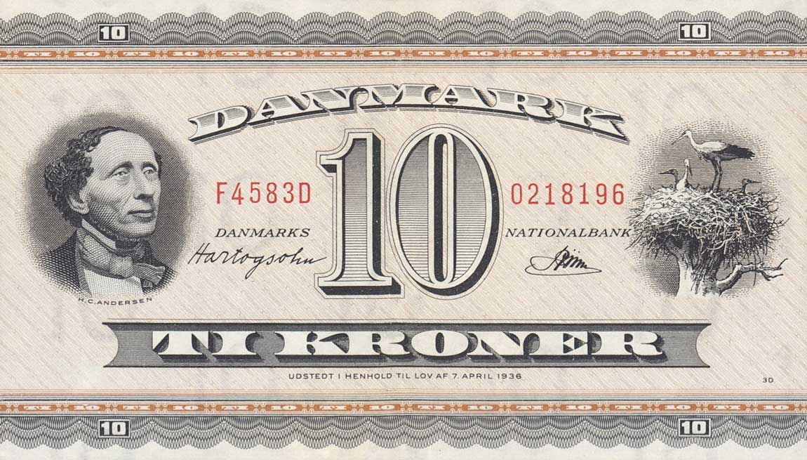 Front of Denmark p44q: 10 Kroner from 1958