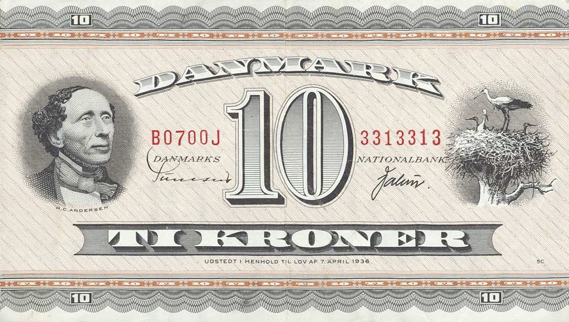 Front of Denmark p44r19: 10 Kroner from 1970