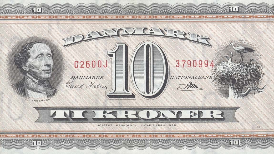 Front of Denmark p44r4: 10 Kroner from 1950