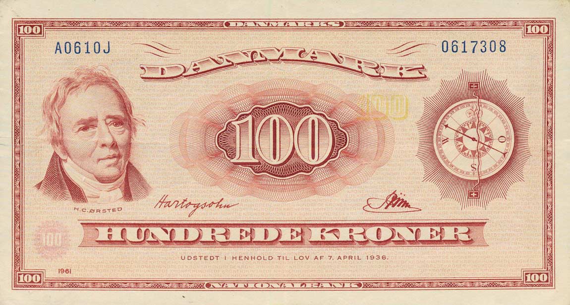 Front of Denmark p46a: 100 Kroner from 1961