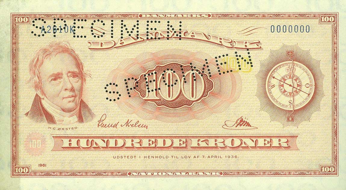 Front of Denmark p46s: 100 Kroner from 1961