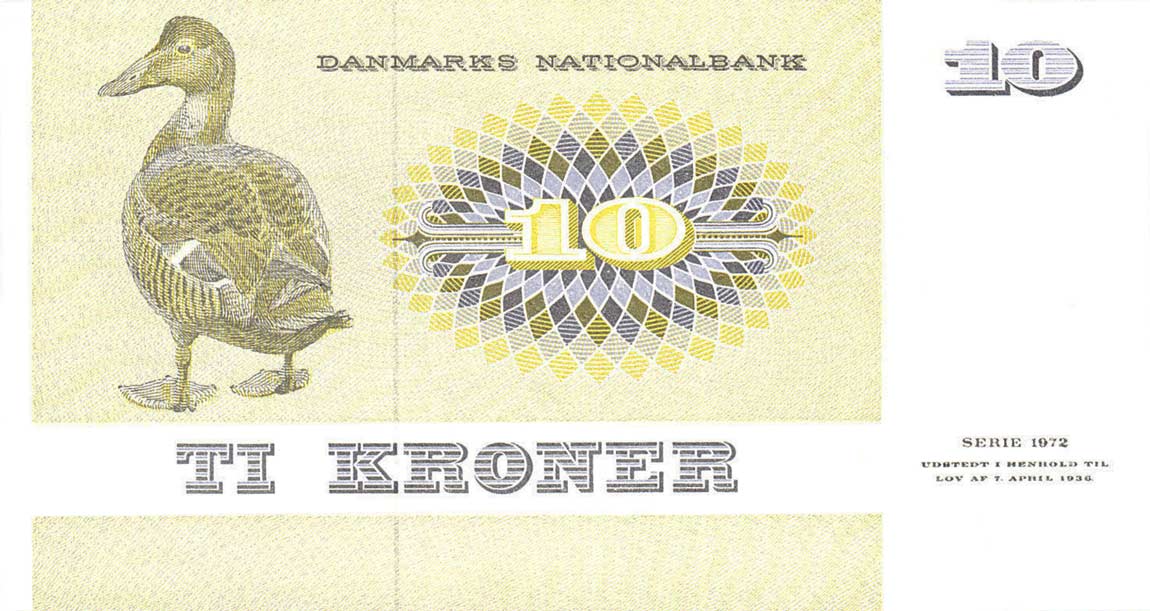 Back of Denmark p48a: 10 Kroner from 1972