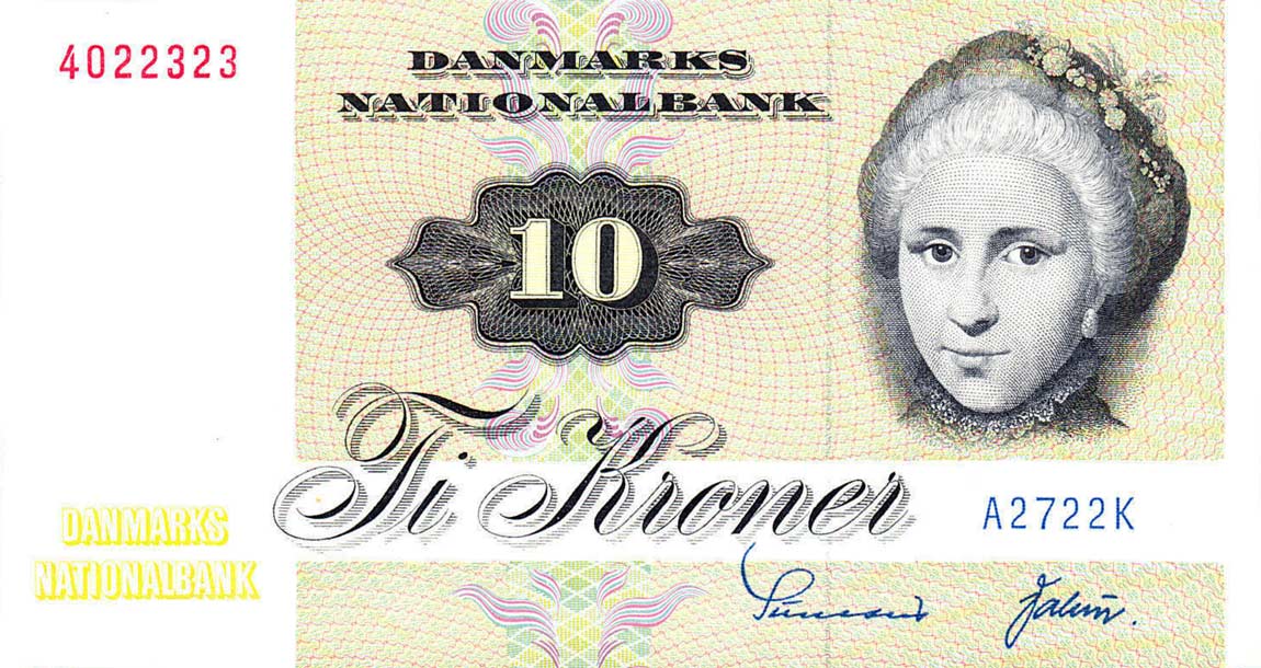 Front of Denmark p48a: 10 Kroner from 1972