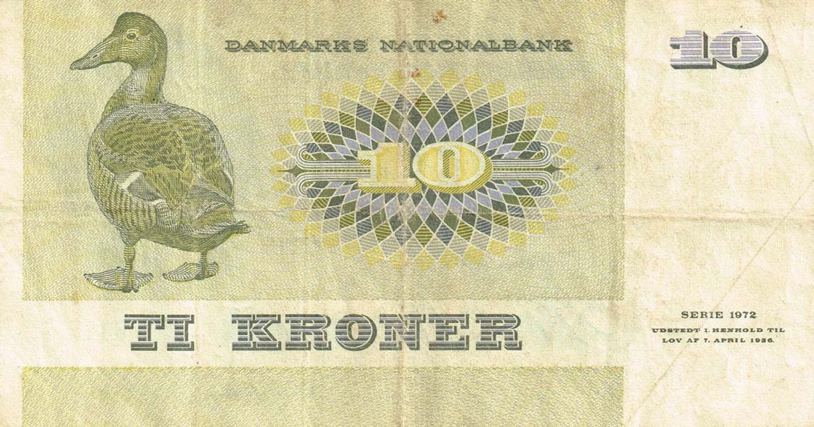 Back of Denmark p48b: 10 Kroner from 1972