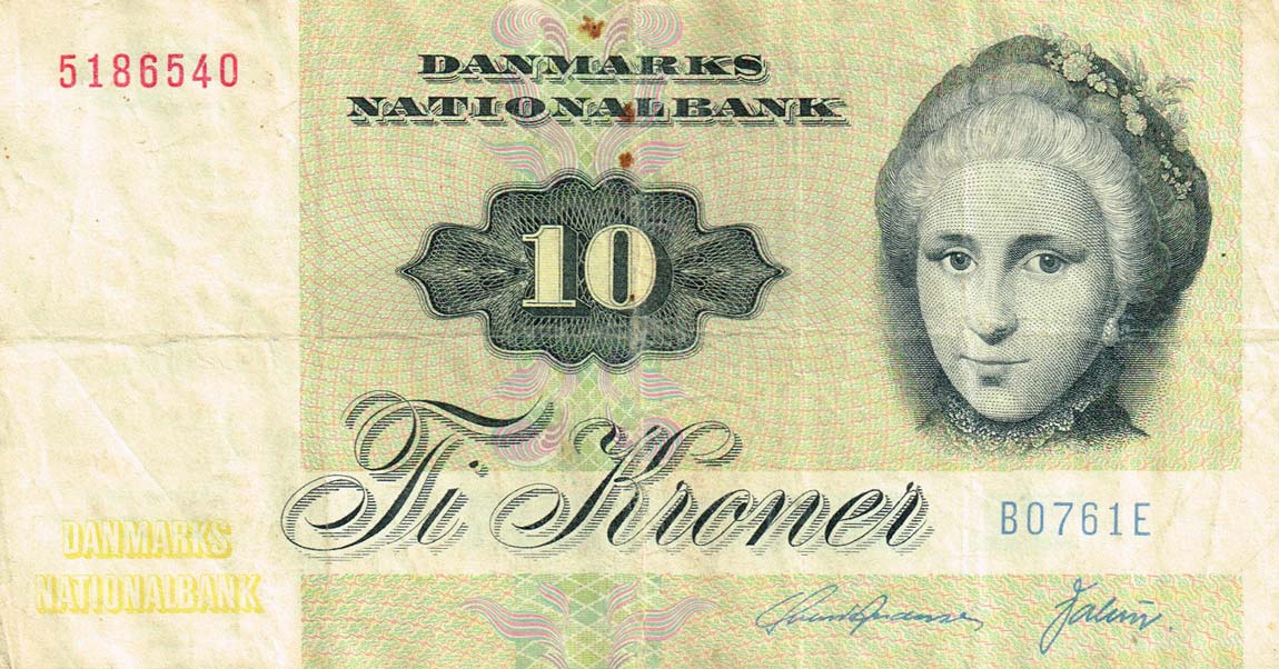 Front of Denmark p48b: 10 Kroner from 1972