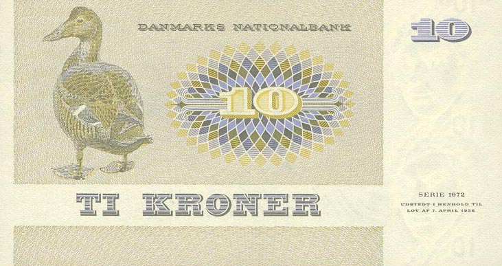 Back of Denmark p48g: 10 Kroner from 1977