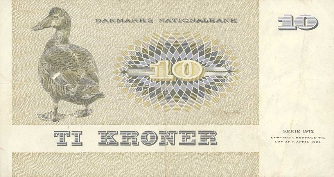 Back of Denmark p48c: 10 Kroner from 1975