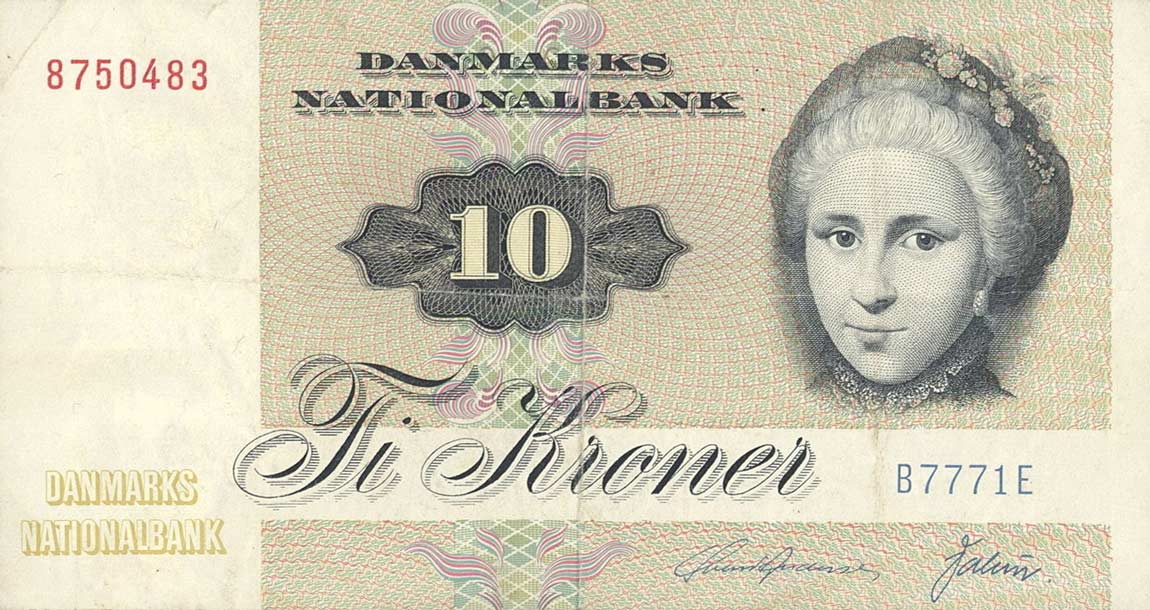 Front of Denmark p48c: 10 Kroner from 1975