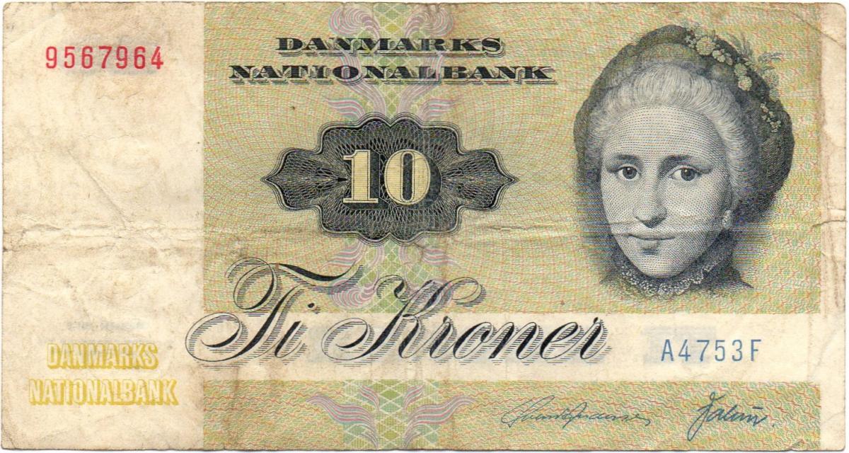 Front of Denmark p48d: 10 Kroner from 1975