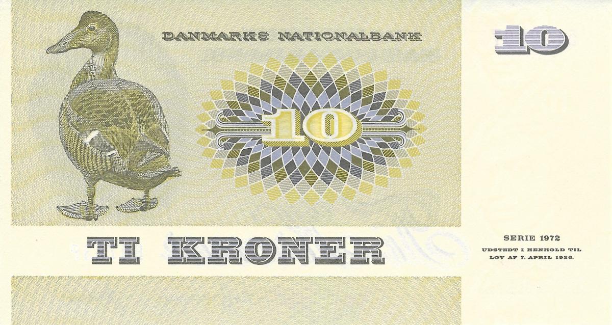 Back of Denmark p48f: 10 Kroner from 1976