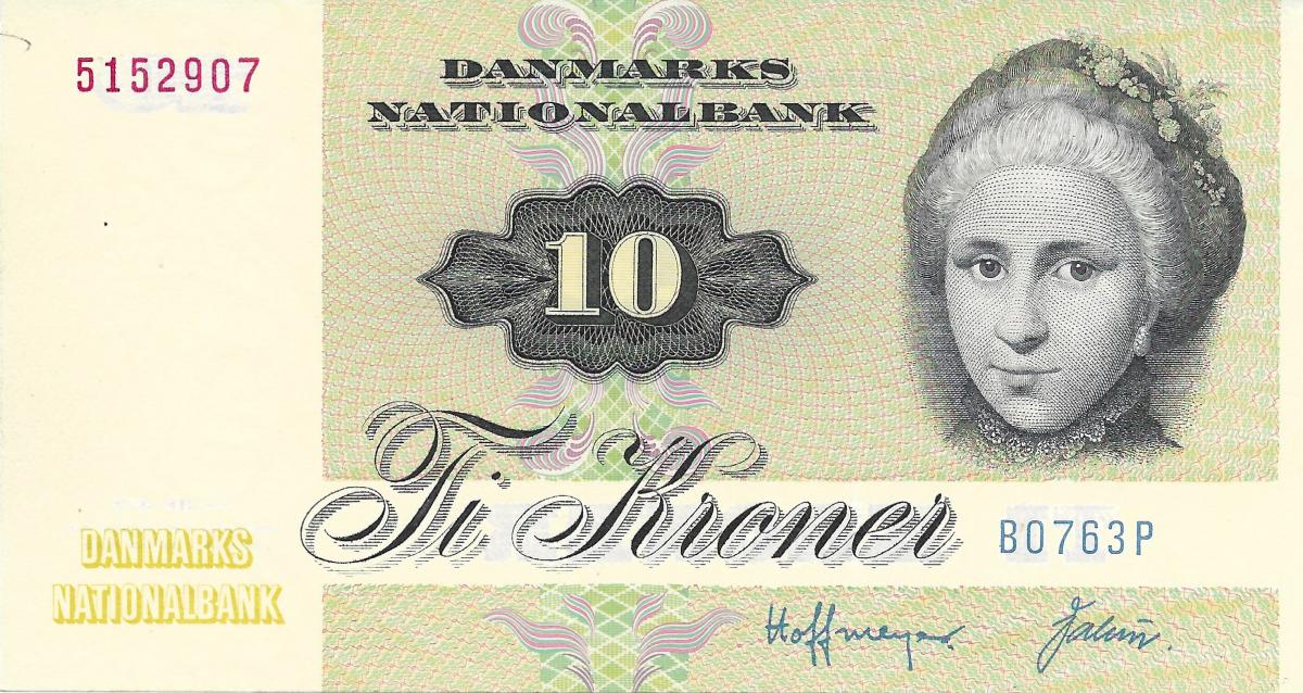 Front of Denmark p48f: 10 Kroner from 1976