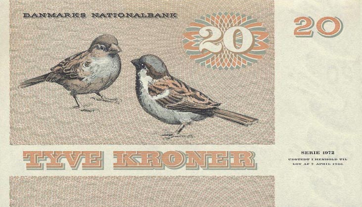 Back of Denmark p49a: 20 Kroner from 1979