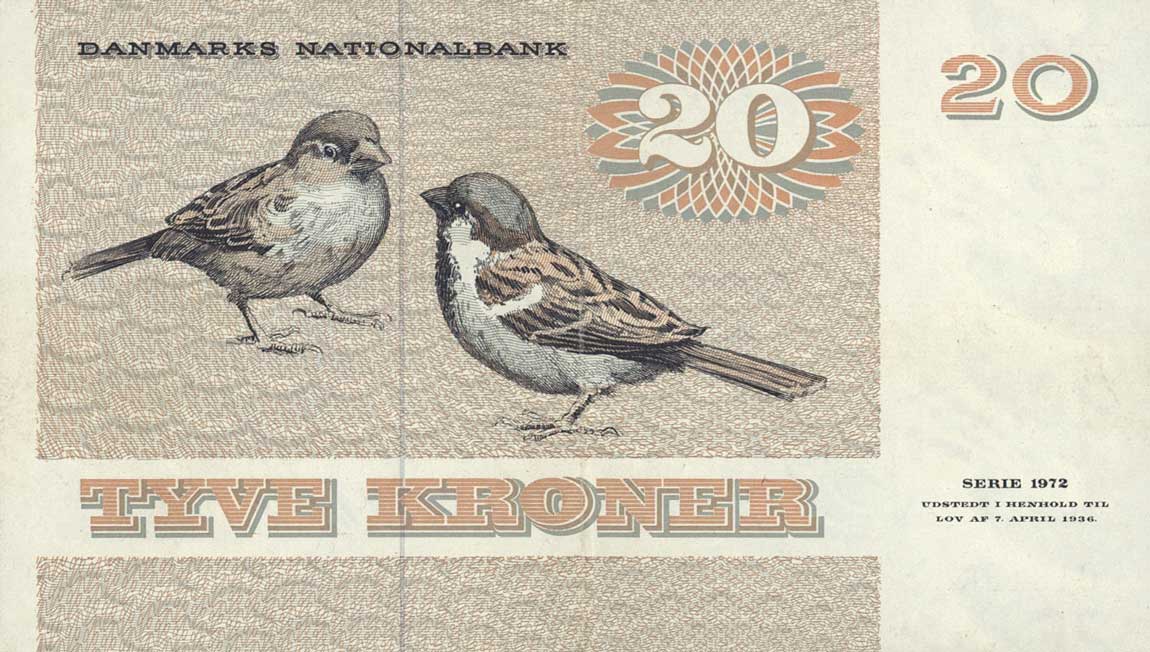 Back of Denmark p49c: 20 Kroner from 1981