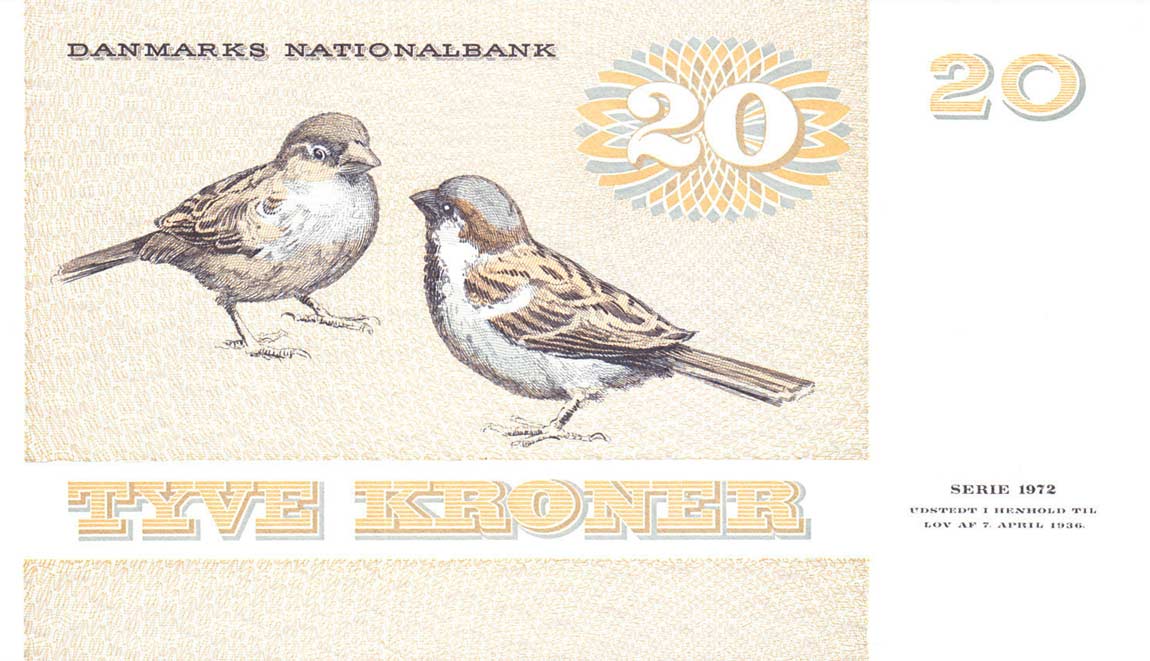 Back of Denmark p49e: 20 Kroner from 1984