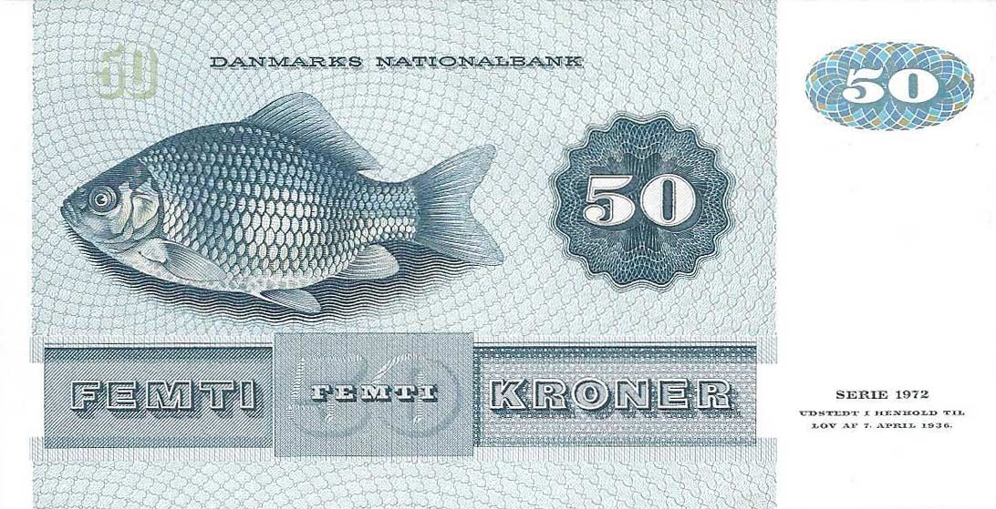 Back of Denmark p50c: 50 Kroner from 1978