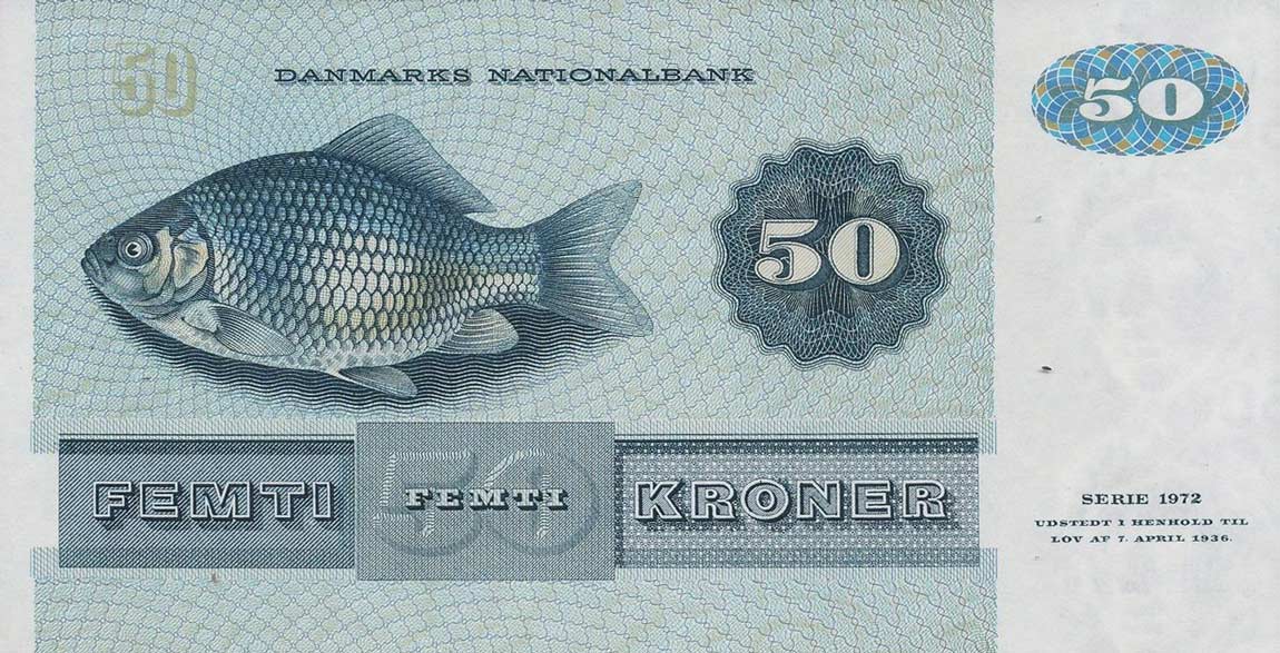 Back of Denmark p50f: 50 Kroner from 1984