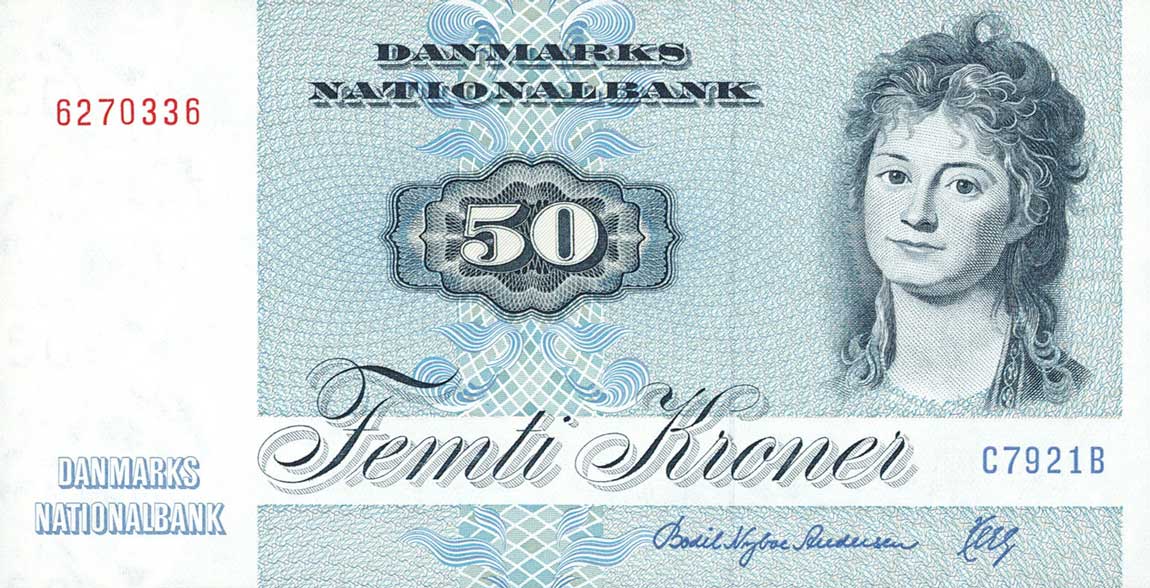 Front of Denmark p50i: 50 Kroner from 1990