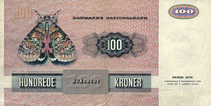 Back of Denmark p51e: 100 Kroner from 1978