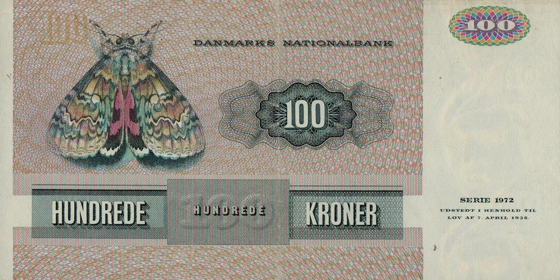 Back of Denmark p51f: 100 Kroner from 1979