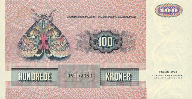 Back of Denmark p51u: 100 Kroner from 1991