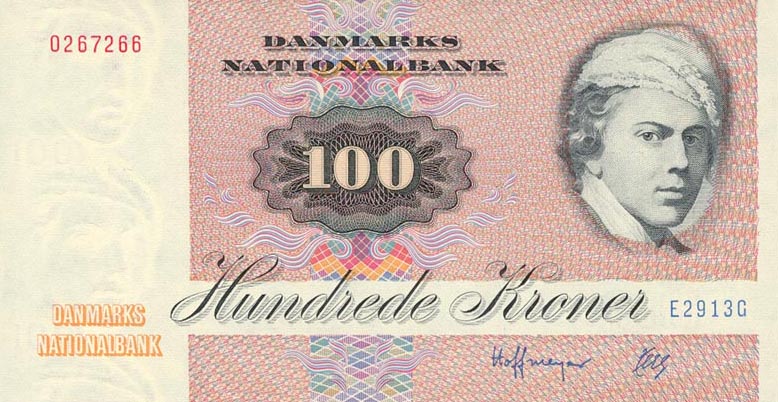 Front of Denmark p51u: 100 Kroner from 1991