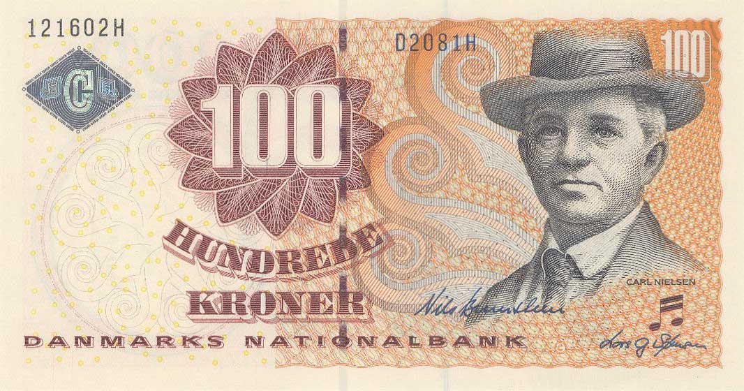 Front of Denmark p61i: 100 Kroner from 2008