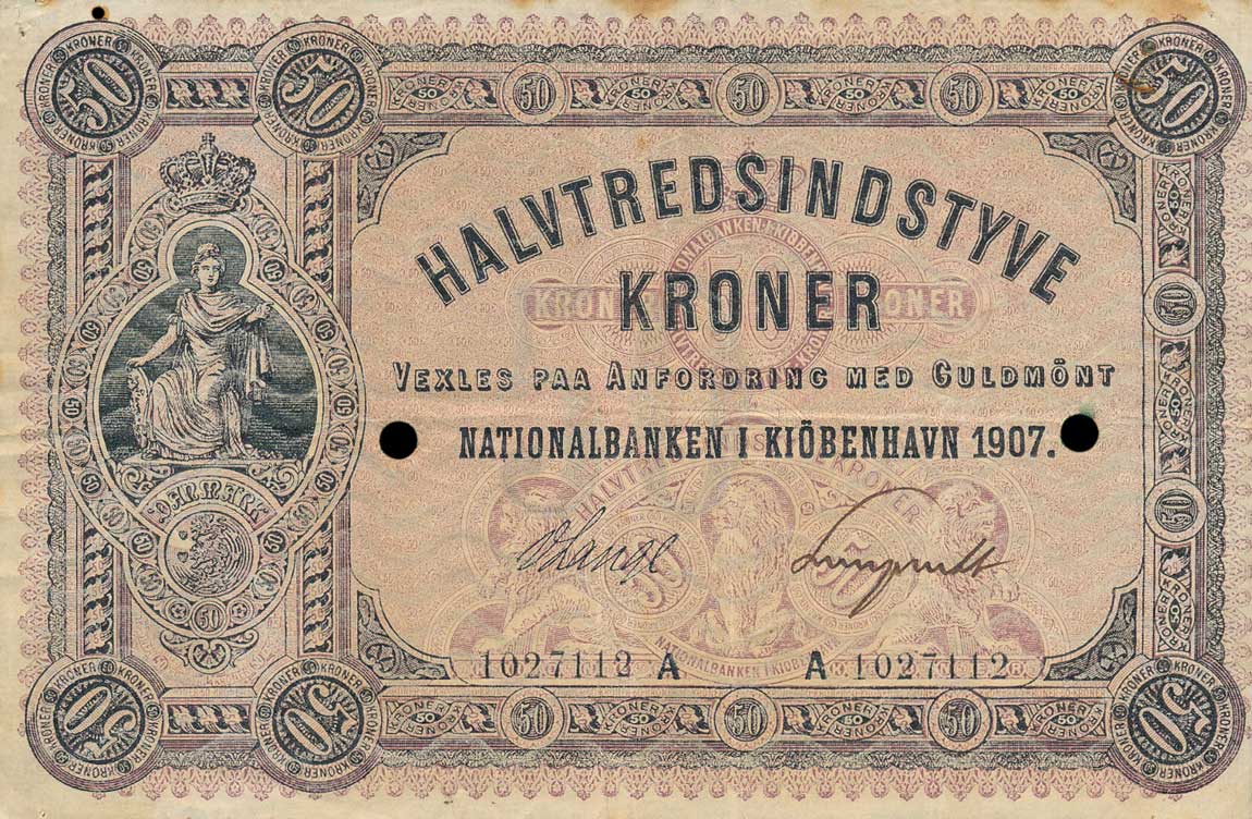 Front of Denmark p8b: 50 Kroner from 1904