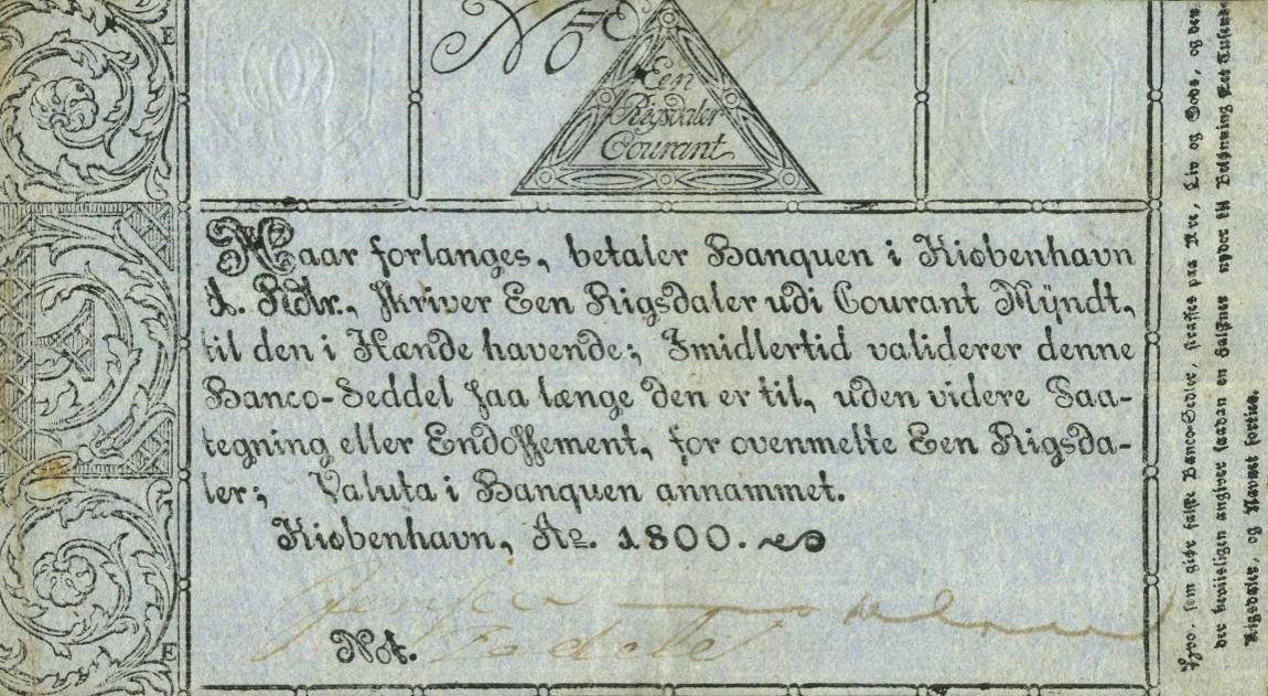 Front of Denmark pA28: 1 Rigsdaler Courant from 1788