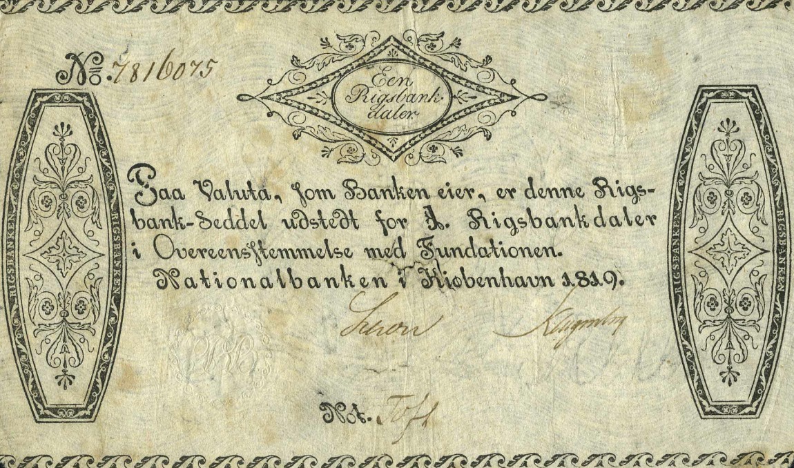 Front of Denmark pA53: 1 Rigsbankdaler from 1819