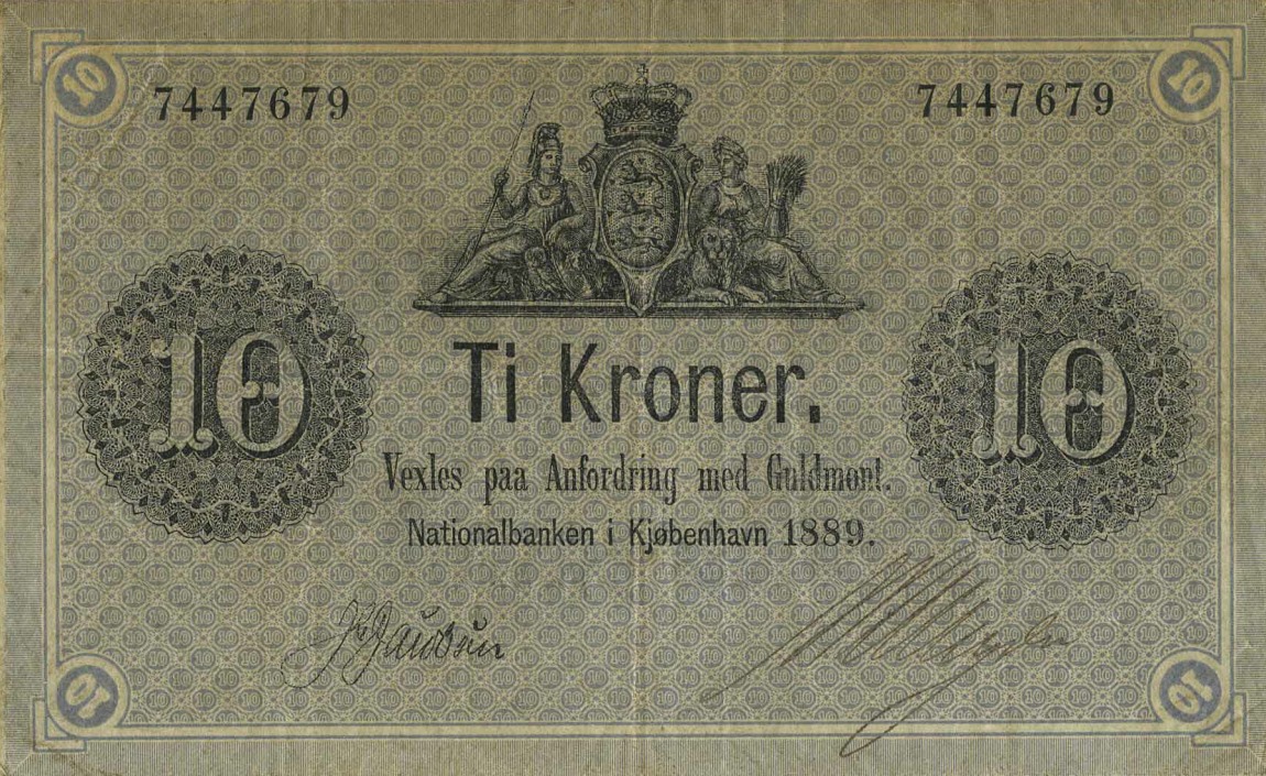 Front of Denmark pA81b: 10 Kroner from 1875