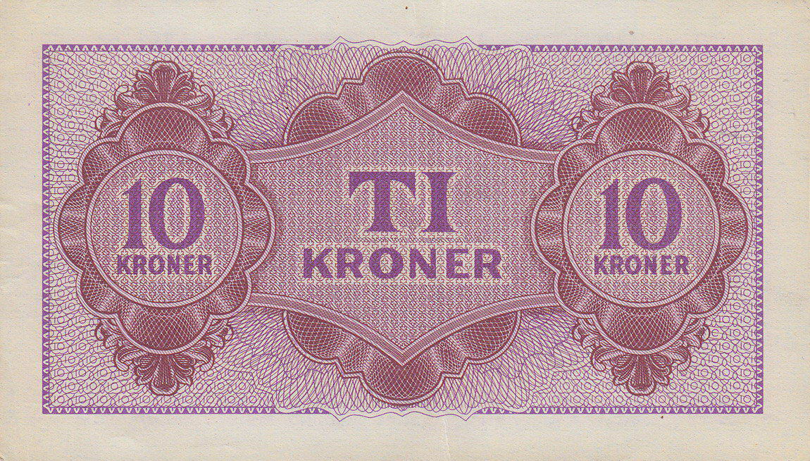 Back of Denmark pM4: 10 Kroner from 1945