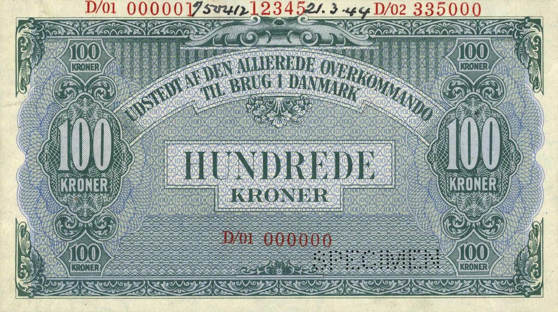 Front of Denmark pM6s: 100 Kroner from 1945