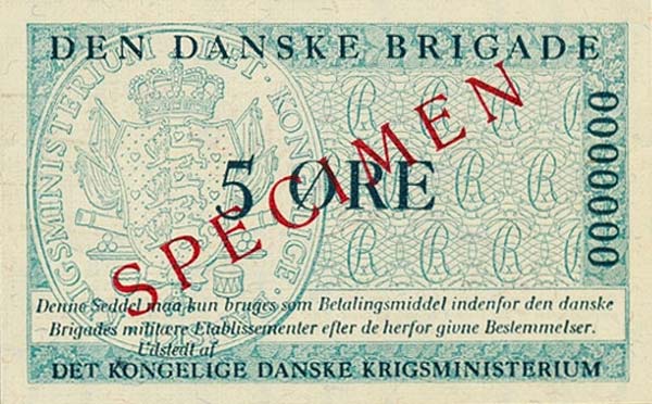 Front of Denmark pM7s: 5 Ore from 1947