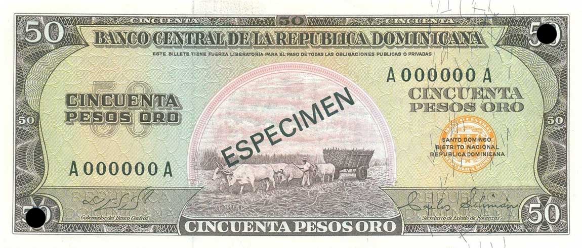 Front of Dominican Republic p103s3: 50 Pesos Oro from 1964