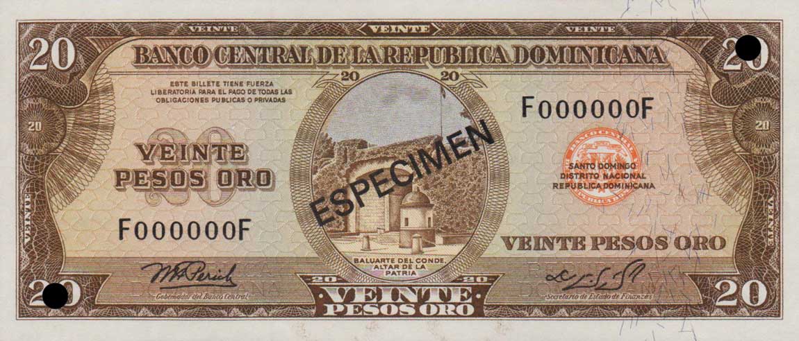 Front of Dominican Republic p112s: 50 Pesos Oro from 1975