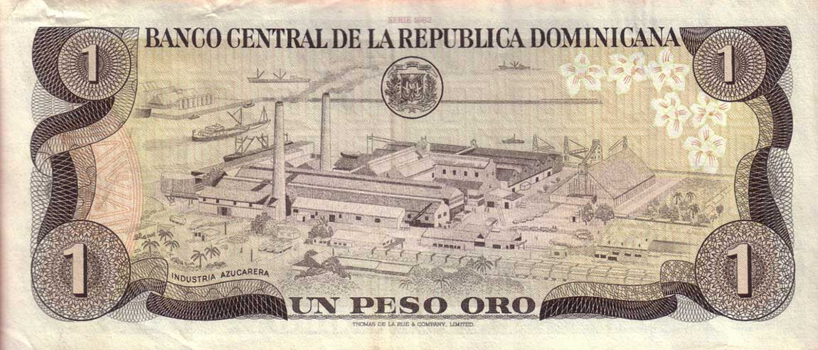 Back of Dominican Republic p117c: 1 Peso Oro from 1982