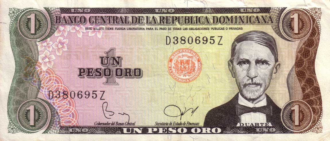 Front of Dominican Republic p117c: 1 Peso Oro from 1982