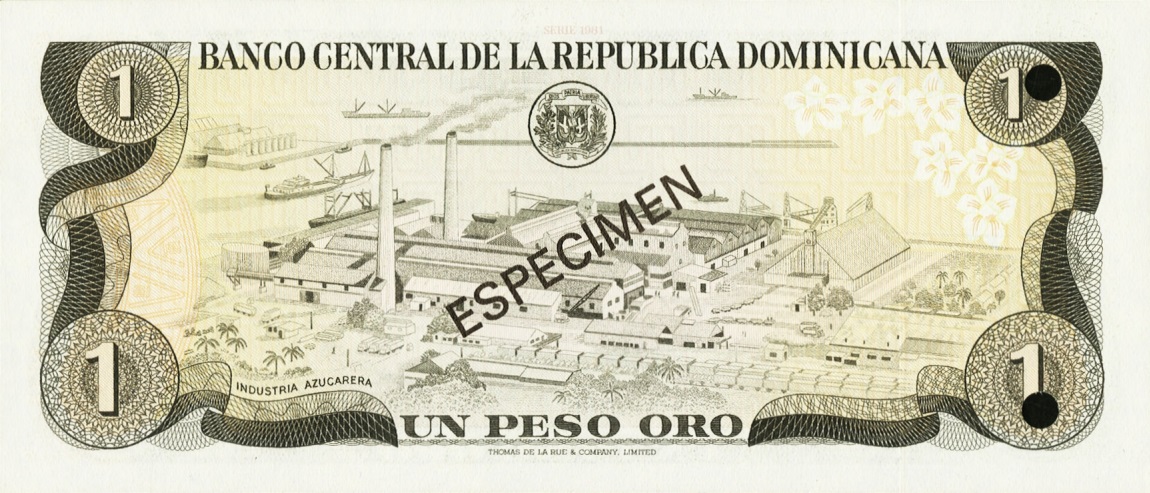 Back of Dominican Republic p117s2: 1 Peso Oro from 1981