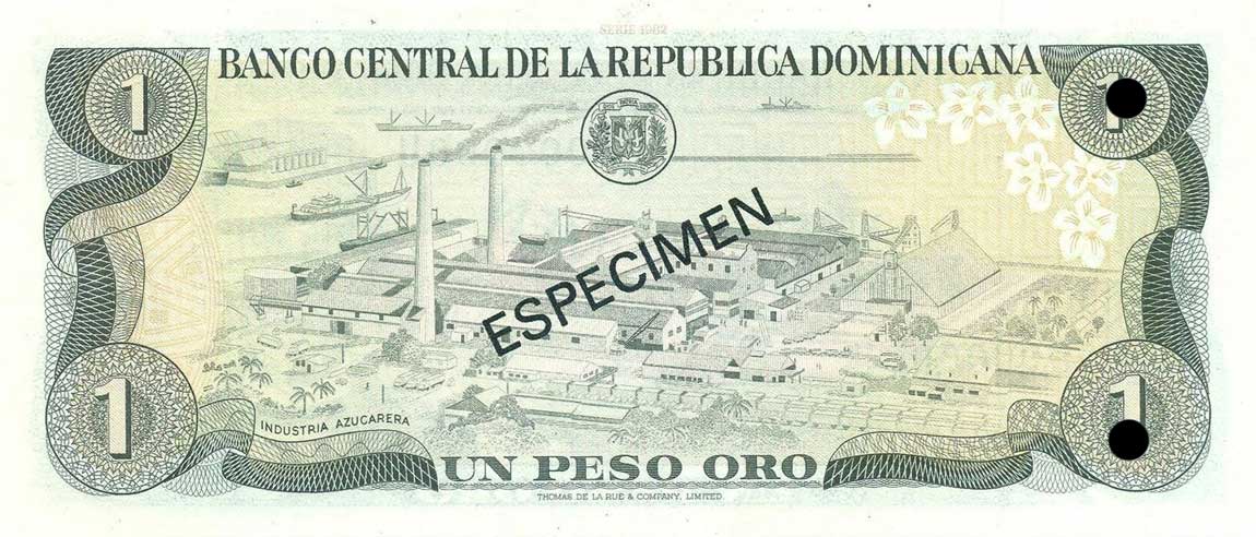 Back of Dominican Republic p117s3: 1 Peso Oro from 1982