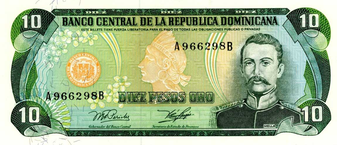 Front of Dominican Republic p119a: 10 Pesos Oro from 1978
