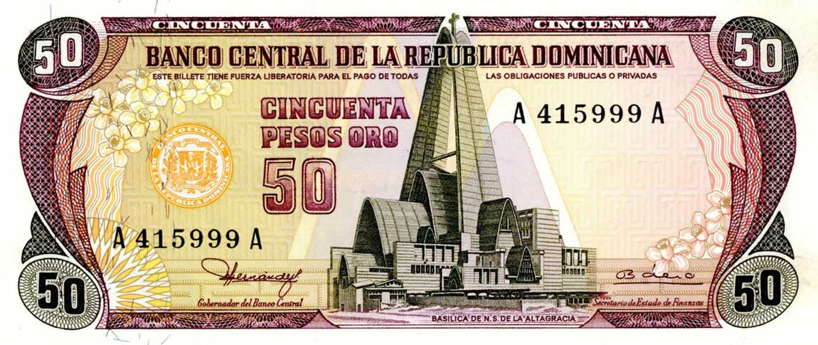 Front of Dominican Republic p121a: 50 Pesos Oro from 1978