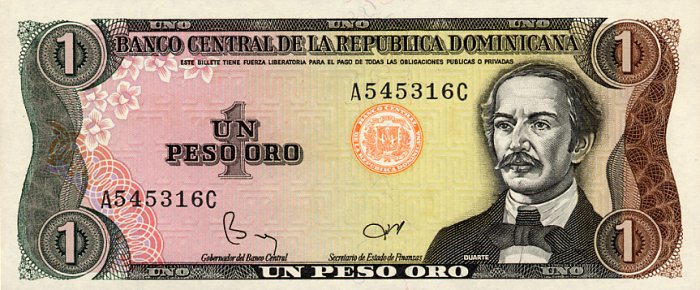 Front of Dominican Republic p126a: 1 Peso Oro from 1984