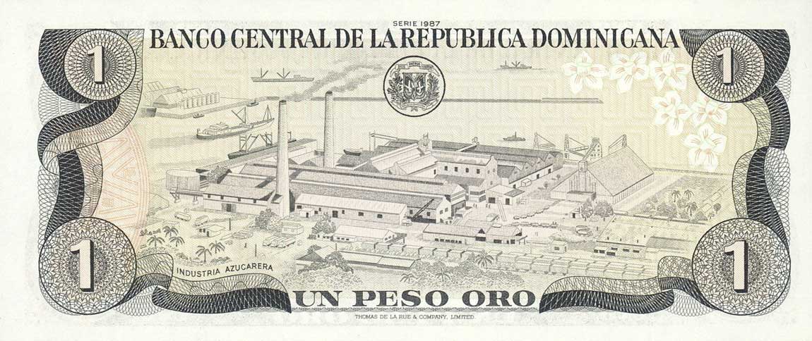 Back of Dominican Republic p126b: 1 Peso Oro from 1987