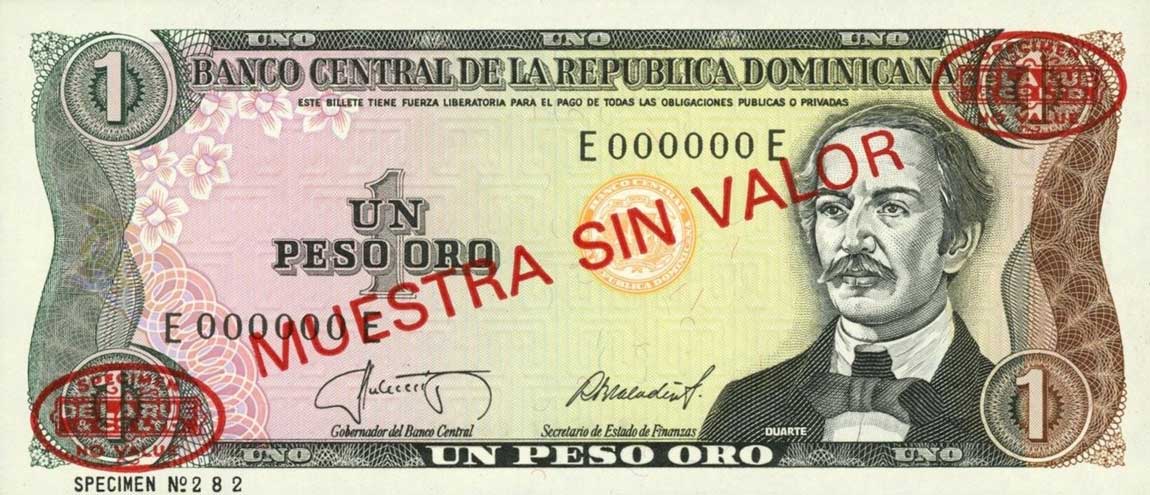 Front of Dominican Republic p126s2: 1 Peso Oro from 1987