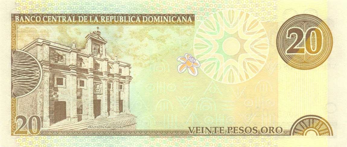 Back of Dominican Republic p160a: 20 Pesos Oro from 2000