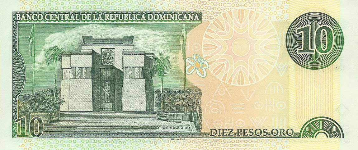 Back of Dominican Republic p165b: 10 Pesos Oro from 2001